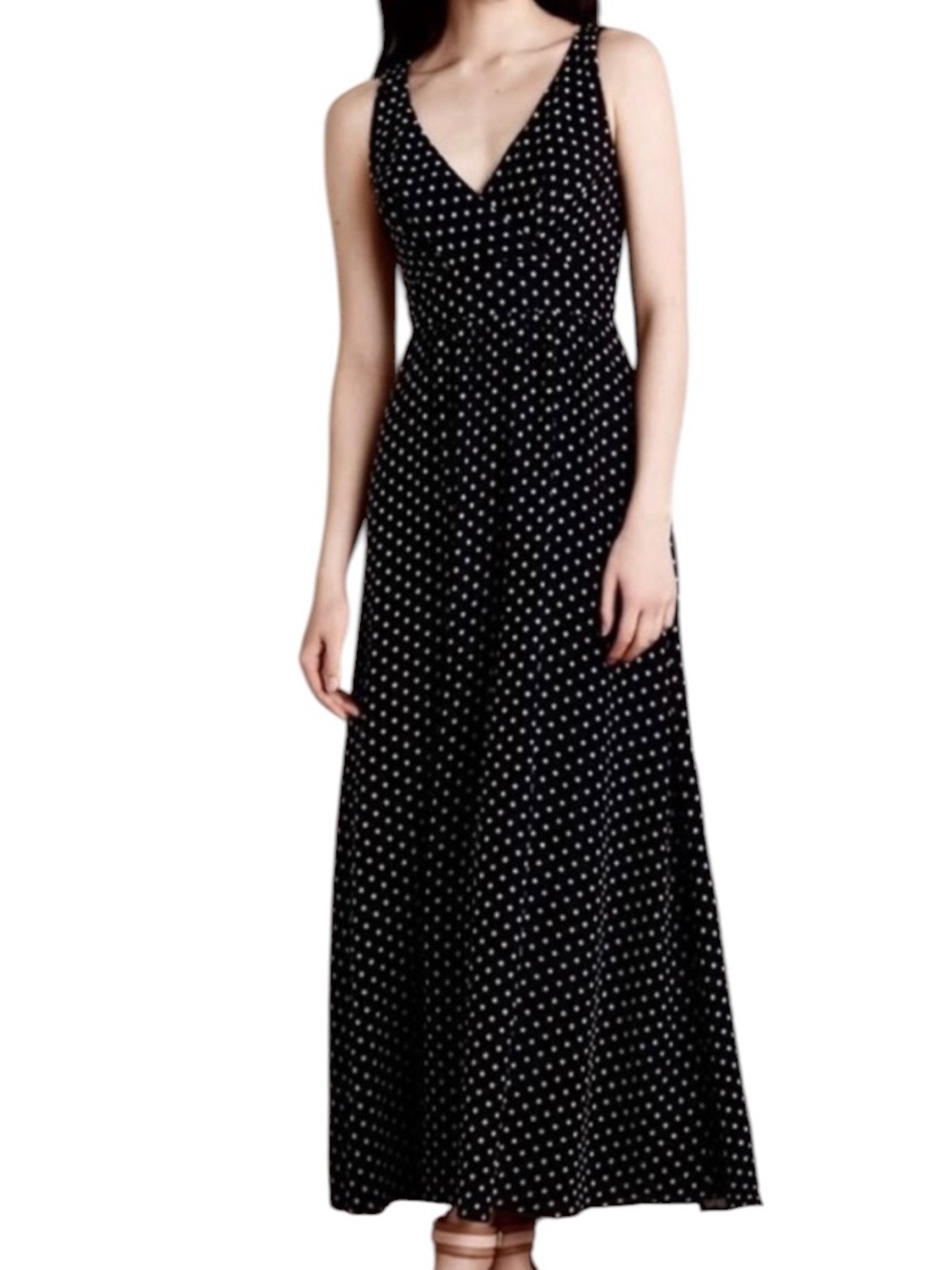 Eva Franco Dainty Floral Clipot Maxi Dress Size 10P Black White - Picture 10 of 10